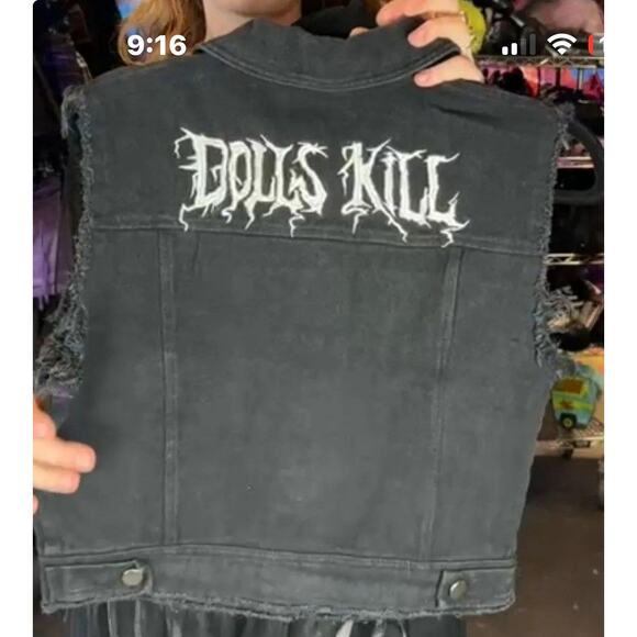 Dolls Kill Merch Black Twill Logo Vest SMALL - Picture 2 of 2